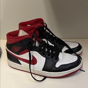 Nike Air Jordan Men's Black, White, and Red Sneakers